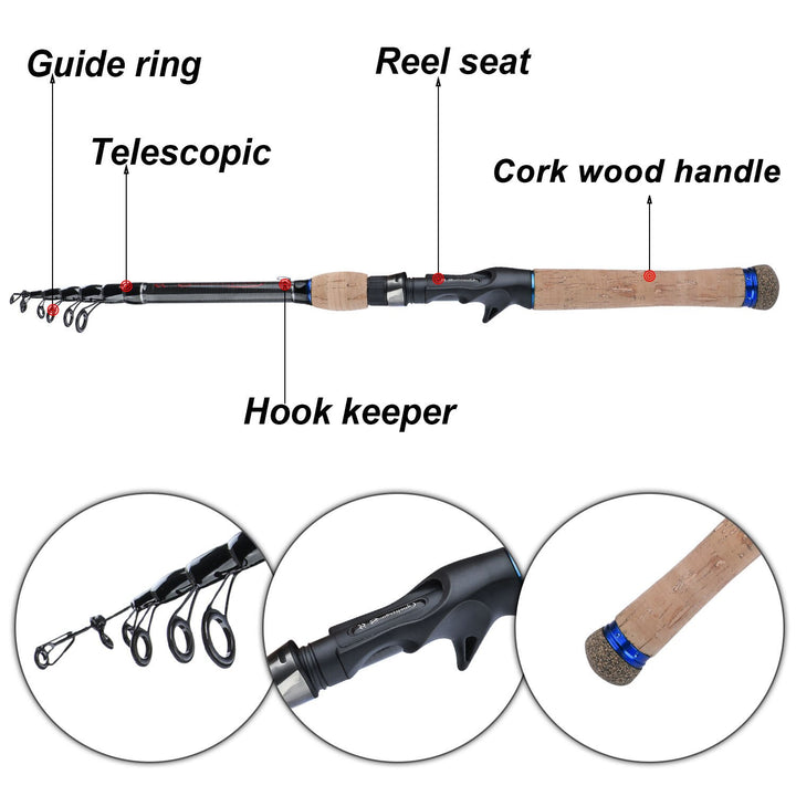 Atlas Alpha Portable Telescopic Fishing Rod with Cork Handle