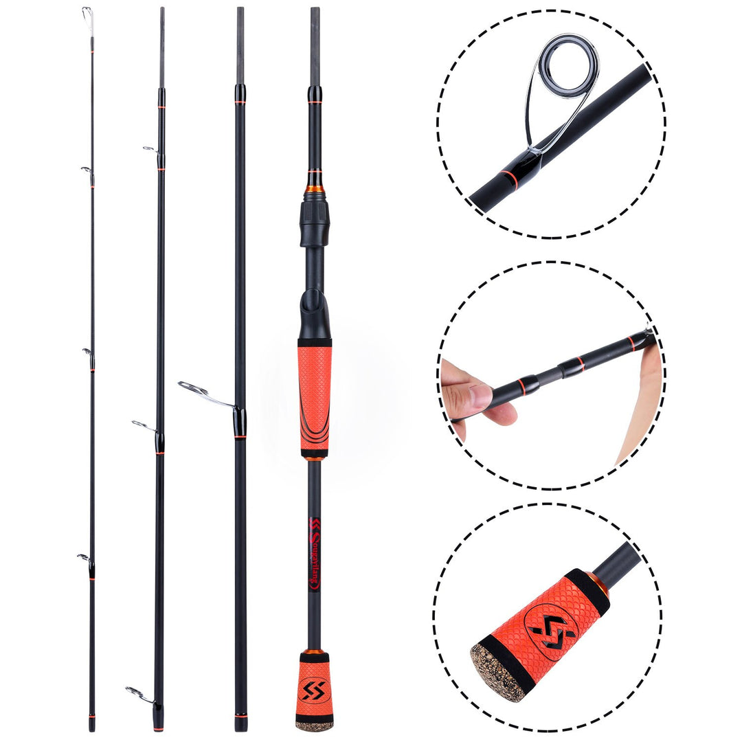 Axel Bait Caster Pro II - 4 Section Portable Carbon Fiber Casting Fishing Rod