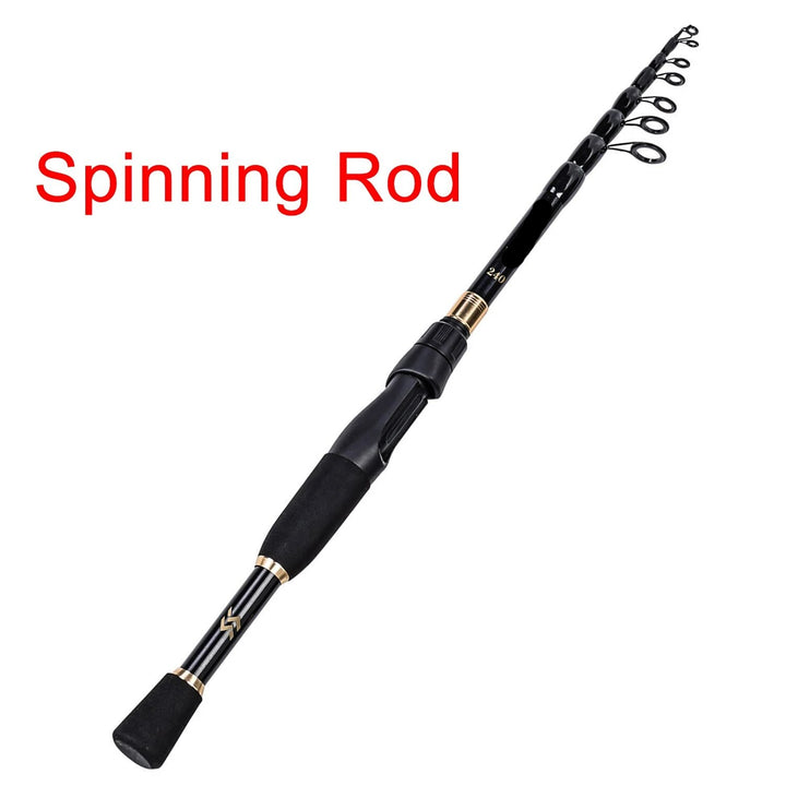 Bison Telescopic Carbon Fiber Spinning/Casting Fishing Rod
